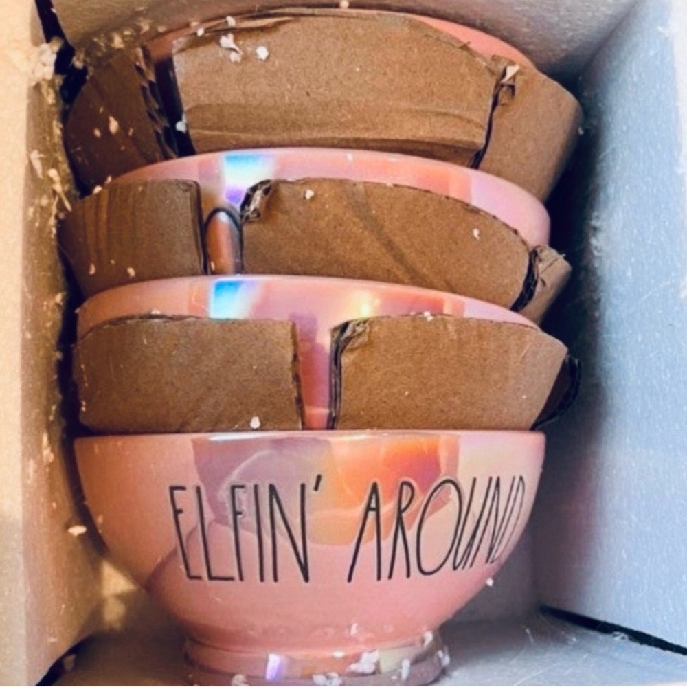 Set of 8! Rae Dunn “Elfin Around” Pink Dessert Bowls – Holiday Christmas